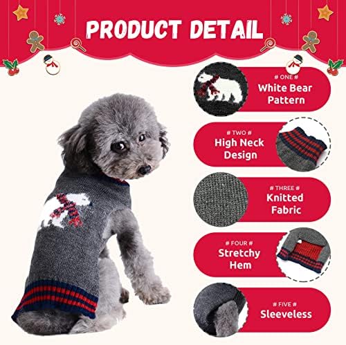 דוגיזסטייל חיית מחמד כלב חג המולד סוודרים חמוד של שלג חיה של שלג מודפס תלבושות חג המולד חורף קופצות צווארון