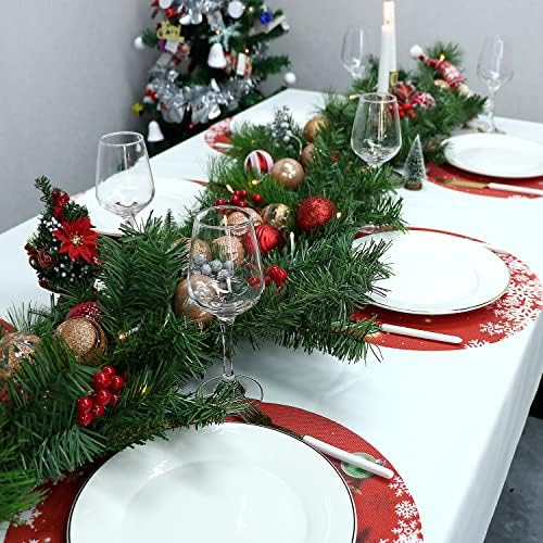 עגול ג'ינפן עגול חג המולד סטמטים סט של 6 איש שלג מחצלות מקום מקורה לעיצוב אוכל למטבח לחג ויניל ויניל חג המולד פיקסמטים