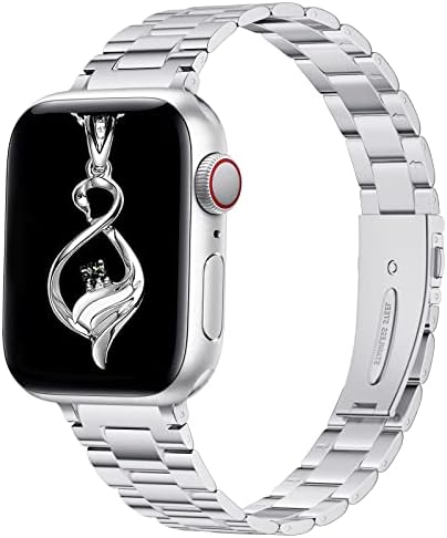 להקת Punytoncy תואמת להקת Apple Watch 38 ממ 40 ממ 41 ממ 42 ממ 44 ממ 45 ממ, רצועה רצועה רצועת החלפת מתכת נירוסטה לסדרה IWatch