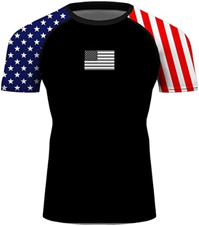 ג 'יו ג' יטסו ראשגארד-ארה ב אמריקאי דגל פטריוטי פריחה משמר דחיסת חולצה עבור לא-גי, גי, & מגבר;