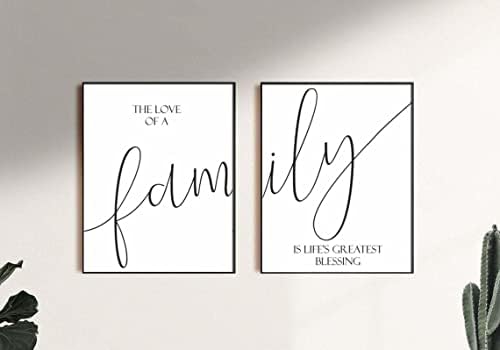 דולודו סט של 2 הדפסי משפחה סימני פוסטר האהבה של משפחה הוא חיים הגדול ביותר ברכה קיר אמנות בד ציור לסלון חדר שינה דקור