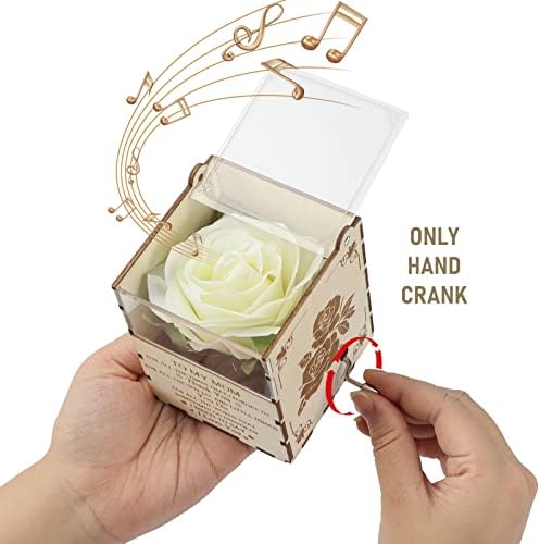 מתנות ורדים לבנים Wiftrey לאמא, קופסת מוזיקה של ארכובה יד עם שינוי צבעוני מתנה אור מבת בן מתנות מעוררות השראה ליום האמהות,