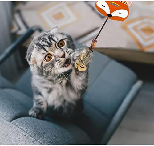 צעצוע של Andiker Cat Plush, 9 יח ', צעצועי נוצה של CAT CAT עמיד עם חבל אלסטי וחתול 8 יחידים מעיינות חתולים לחתול