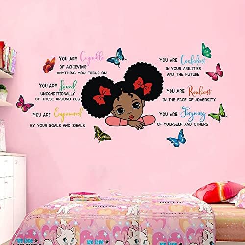 ארקיאל שחור ילדה קסם קיר מדבקת פרפר השראה ציטוט קיר מדבקות קיר תפאורה לילדים שינה בנות חדר משחקים