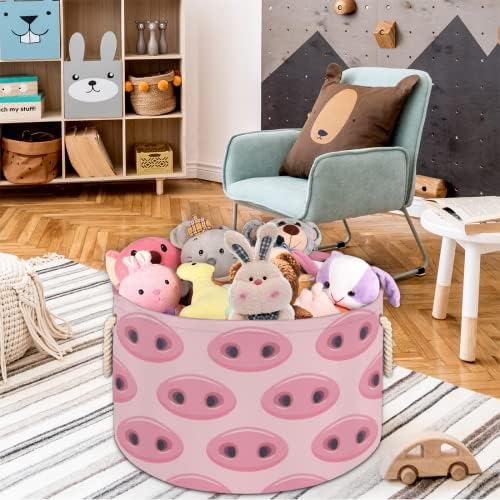חזירים ורוד סלים עגולים גדולים לאחסון סלי כביסה עם ידיות סל אחסון שמיכה למדפי אמבטיה פחים לארגון ילדת פעוטון ילד