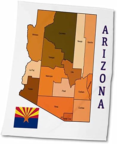 מפה ודגל של מדינת אריזונה מציגה כל מחוז - מגבות