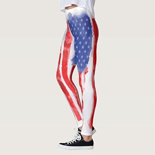 דגל אמריקאי פטריוטי ליגלי נשים עם מותניים גבוהות יום עצמאות מכנסיים ג'וג'ר מכנסי אימון קלים אימון מכנסי יוגה