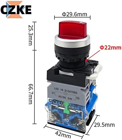 Xuefu LA38 LED בורר בורר לחצן מתג סיבוב מתג סיבוב 2 3 מנעול עצמי אור 1NONC מגע מכסף מואר 22 ממ LA38-11XD/21