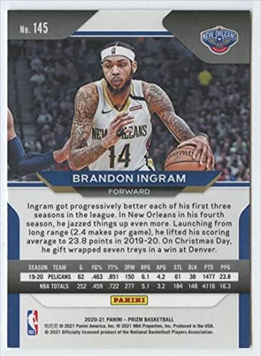 2020-21 Panini Prizm 145 Brandon Ingram ניו אורלינס פליקן רשמי NBA כרטיס מסחר בכדורסל במצב גולמי