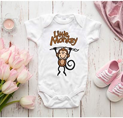 Triplebdesigns קוף קטן מצחיק מצחיק חמוד מקלחת לתינוק מתנה גוף גוף מתנה לתינוקות יילודים