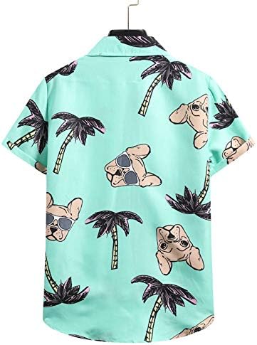 XXBR Mens Mens חולצות הוואי, קיץ פרחוני הדפס צבעוני וינטג