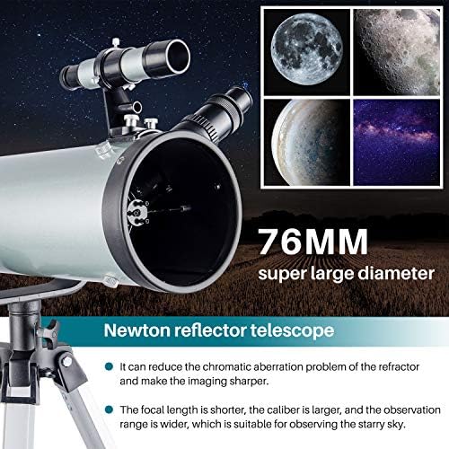 טלסקופ למבוגרים וילדים טלסקופ רפרקטור מונוקולרי למתחילים אסטרונומיה מקצועיים 700 ממ*76 ממ עם מתאם חצובה וסמארטפון