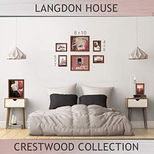 בית Langdon 4x6 מסגרות תמונה, עץ מלא 4 x 6 מסגרות צילום מסורתיות עם ווים קיר וקול שולחן כן כן כן, אוסף קרסטווד