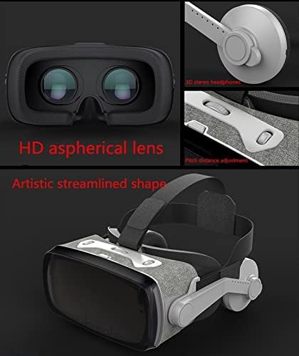 אוזניות Nuopaiplus VR, אוזניות משקפי 3D VR עם אוזניות בגודל 4.7-6.0 אינץ 'טלפונים חכמים קסדת מציאות מדומה עדשת זווית רחבה