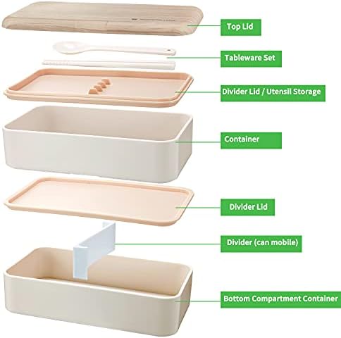 קופסאות בנטו למבוגרים, 37oz Bento Box 3 תא דליפת דליפה הוכחה לאחסון מזון מיכל ארוחת צהריים ציוד כלי אוכל מובנה עמיד מזלג