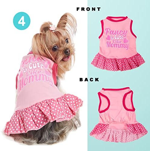 VLONY 4 חתיכות שמלת כלב שמלת כלב שמלה שופעת חולצת כלבים מודפסת עם ראפלס בגדי כלבים לבוש לכלבים קטנים קיץ נערת