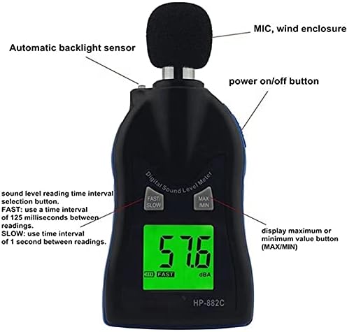 WYFDP מד דיגיטלי רמת צליל 30-130dB רמת רעש מטר מדידת מדידת מכשירים בודק צג דציבלים