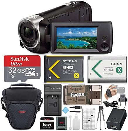 Sony CX405 HANDYCAM 1080P צרור מצלמת וידיאו עם כרטיס SD 32GB, Case, Tripod, קורא כרטיסים, סוללה ואביזר נייד
