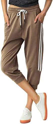 מכנסי טרנינג קפרי מיוחדים לנשים מכנסי קפרי מזדמנים קפרי ג'וג'רס מכנסי ספורט קצוצים עם כיסים עם כיסים