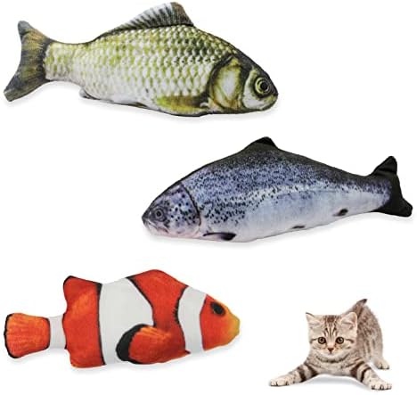 3 יחידות כותנה מלא חתול צעצועי מקורה חתולים דגים בצורת חתול ללעוס צעצועים לחתולים