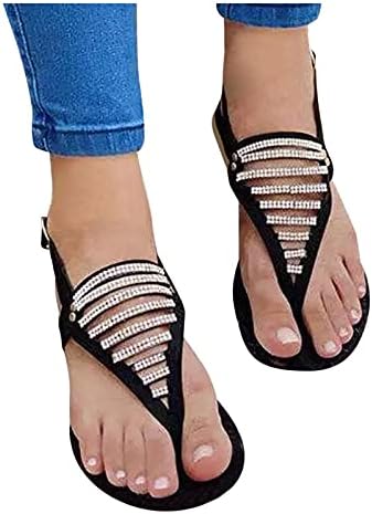 נשים סנדלי טריזי סנדלי נשים נשים קיץ ריינסטון אבזם רצועת נעלי חוף בוהן פתוח לנשימה סנדלי שחור,ורוד, חום