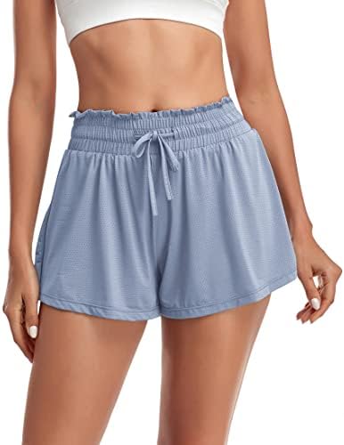 אימון זורם של Uopoby לנשים מפעיל מכנסיים קצרים מותניים גבוהים מכנסיים קצרים ספורט חצאית אתלטית מכנסיים קצרים גולף טניס