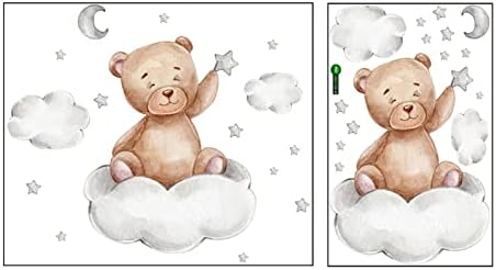 ענן דוב ירח כוכבים קריקטורה קיר מדבקות חדר שינה חדר ילדים רקע קיר קישוט מדבקות