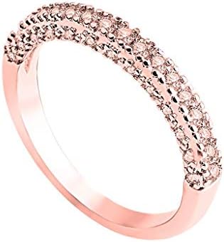 2023 טרנד ורד זהב מלא זירקון זירקון טבעת נשות תכשיטים בגודל 5 טבעות לבנים