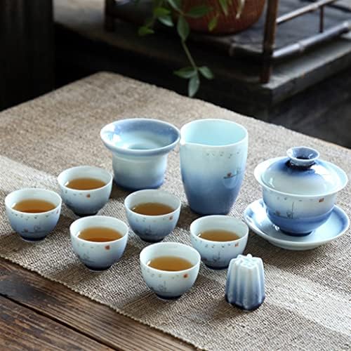 GENIGW ערכת תה כבשן מצויר ביד קרמיקה קונג פו תה תה כוסות תה מכוסות סינית כוסות מתנה שלמות סט מתנה