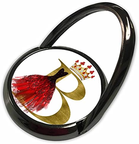 תמונת שמלה אדומה של תמונת תכשיטים תמונת הכתר של מונוגרמת זהב B - טבעות טלפון