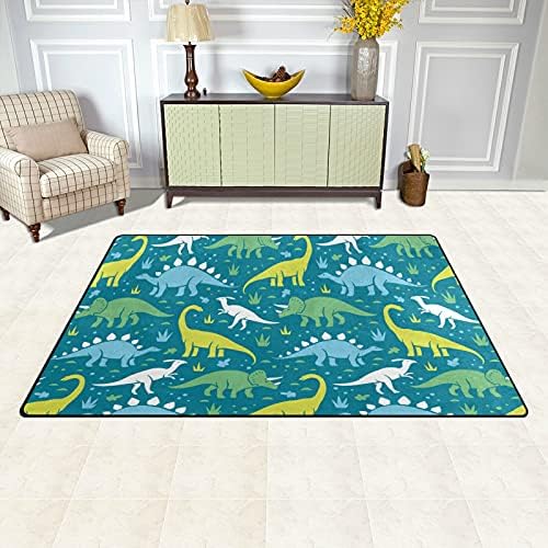 דינוזאורים כחולים ירוקים שטיחים גדולים של שטיחי שטיחים משעשון שטיח פליימאט לילדים משחק חדר שינה חדר שינה סלון 60x39 אינץ ',