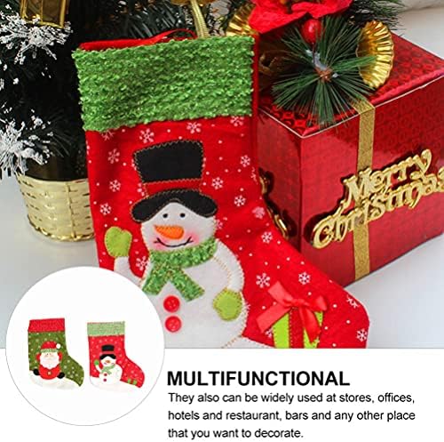 ABOOFAN 2 PCS לחג המולד אחסון ממתקים גרביים שקיות מתנה שקיות סנטה קלוז של שלג חמוד שלג תלייה שקיות לוחות טפלה בחטיפים