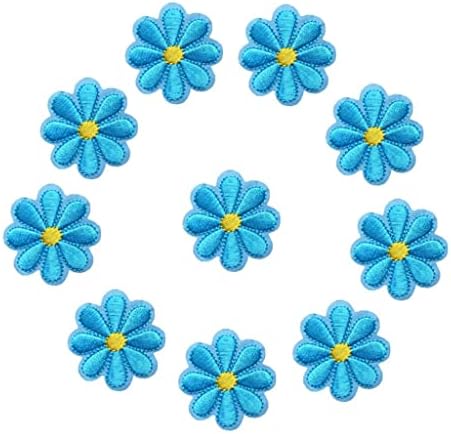TJLSS 10 יחידות תפור רקום תפור על טלאים פרחים כחולים טלאים חיננית 4 סמ לשקית ג'ינס כובע חולצה DIY אפליקציות מלאכה
