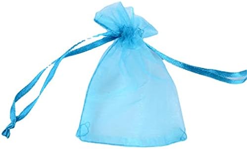 10 יח 'כחול אורגנזה שקית מתנה לחתונה תכשיטים תכשיטים משיכת שיוך 7X9 סמ נוח מטופל