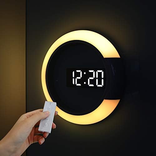 MOOAS MOODLIGHT שעון מראה כפולה, 7 צבע לילה בצבע, 2 צבעי LED, בהירות LED מתכווננת, מצב 12/24 שעות, תצוגת טמפרטורה, אזעקה