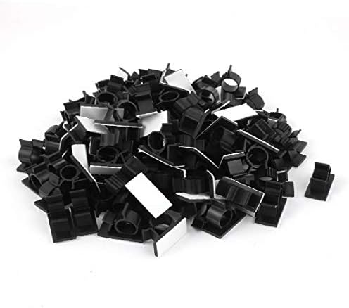 LON0167 100 יחידות דבק עצמיות דבק כבלים מתכווננים קשרי כבלים מהדקים קליפים מדבקה שחור 15.4 ממ (100 Stücke selbstklebende