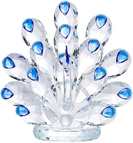 עיצוב פסלון טווס גביש בעבודת יד של YWHL, מתנות טווס כחולות לנשים, פסלונים אספנות של בעלי חיים זכוכית לקישוטים ביתיים