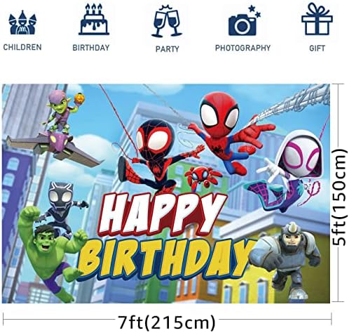 ספיידי וחבריו המדהימים קישוטי יום הולדת 7 עם 5 רגל עכביש גיבור רקע ספיידי ואת ספקי צד מדהים שלו לילדים יום הולדת