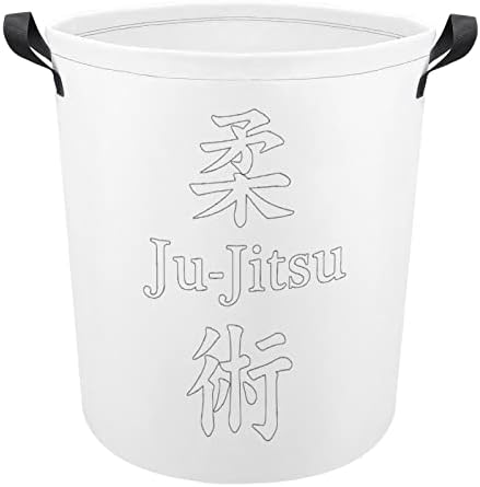 Ju Jitsu כביסה כביסה עגול בודד עם ידיות סל בגדים מתקפל לבגדי סלון ואחסון צעצועים