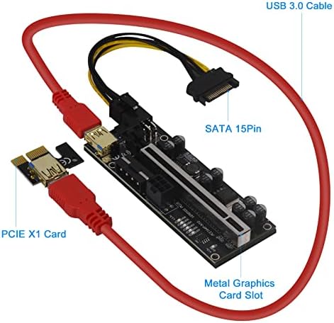 Riser PCI-E עבור BTC, LTC, ETH, כריית סיומת כרטיסי גרפיקה ייעודית, 1X עד 16X, 8 יחידות FP קבלים מוצקים, קיבולת