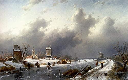 $ 80 - $1500 יד שצויר על ידי אמנות אקדמיות' מורים - 20 אמנות ציורי קפוא שלג נוף עם מחליקים נוף צ ' ארלס לייקרט שמן