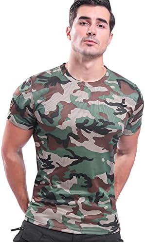 חולצות גברים בגדים בגדים רזים ונושמים אימונים צבאיים הסוואה רכיבה על חולצת טריקו שרוול קצר