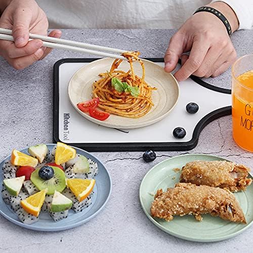 Zgwansui 5 חבילה קש חיטה 6 אינץ 'צלחות, צלחות ארוחת ערב קטנות, מנות עגולות עם קצה מורם, סט צלחות סלט לשימוש חוזר, צלחות