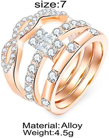 דרקון עין טבעת בציר לב טבעת 3 מחשב אופנה מגמת גיאומטרי כיכר יהלומים משובץ זירקון גבירותיי טבעת תכשיטים חמוד