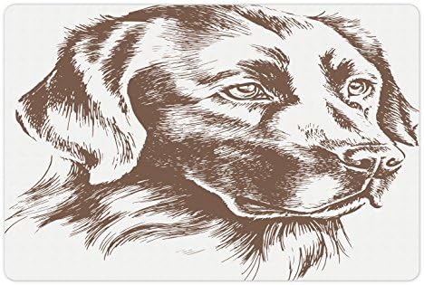 מחצלת לחיות מחמד רישומית למזון ומים, כלב גולדן רטריבר נאמן לחיות מחמד החבר הכי טוב של יצירות אמנות מודרניות