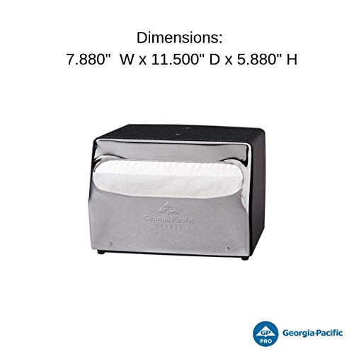 Dixie Testop Dispenser מפיות על ידי GP Pro, Chrome, 51602, 7.5 W x 6.0 D x 5.375 H, Black & Chrome