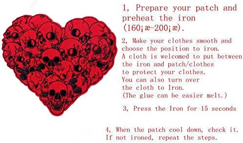תואם לערימת גולגולת של לבבות אהבה לוגו טלאי רקום ברזל על תפירה על סמל לספורט חיצוני 2 מחשבים
