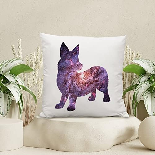 חובב כלבים מתנה ספה כרית כיסוי כוכבי שמיים כלב קורגי ספה כרית מים גלקסי גלקסי כלב כלבי זריקת כרית 22x22in כריות פשתן
