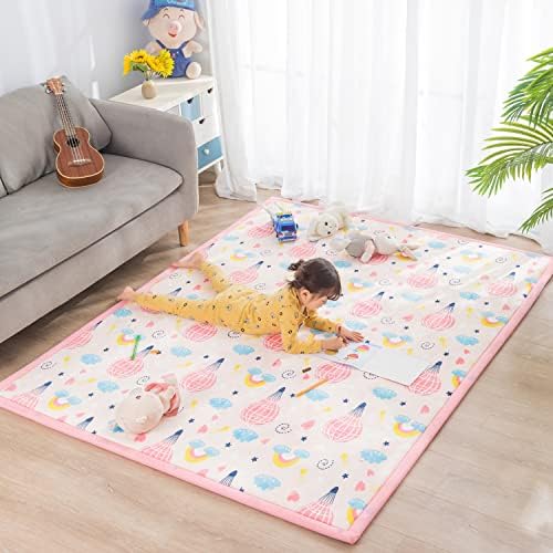 מחצלת משחק קצף תינוקת של Loartee - 1 שטיח אזור עבה, מחצלת זחילה רכה לילדים, שטיח משתלת עם דפוס מצויר, 411 x6'7 , בלון אוויר