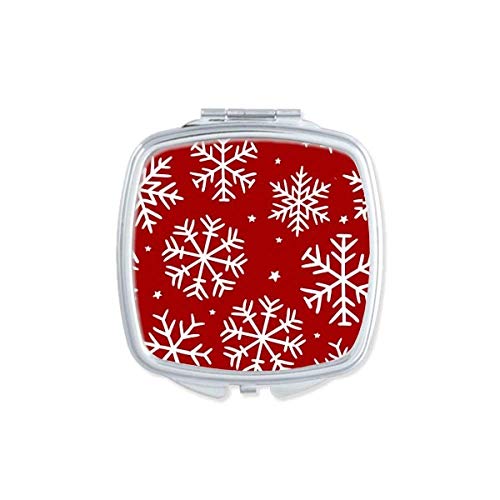 מאס פתית שלג אדום פסטיבל מראה נייד קומפקטי כיס איפור דו צדדי זכוכית